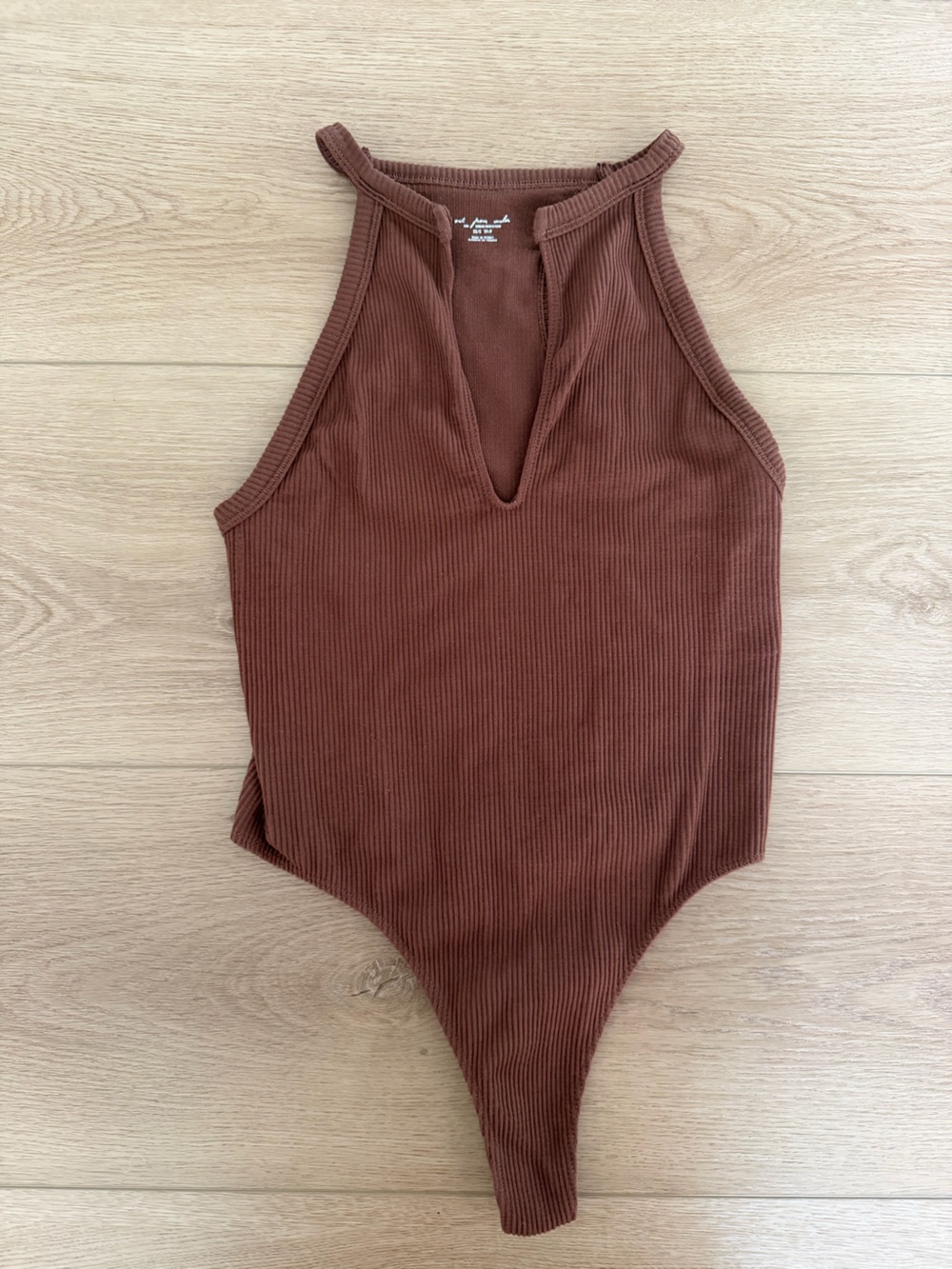 Urban Outfitters Out From Under Ribbed Brown Sleeveless Bodysuit